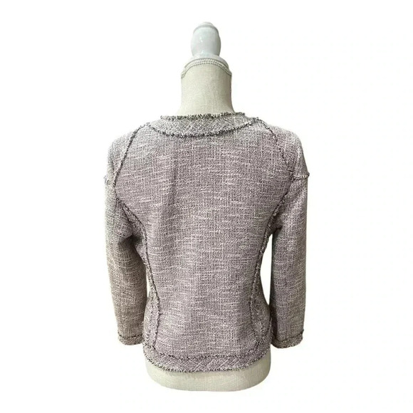 Banana Republic Tweed Fringe Trim Zip Blazer Career Jacket Women’s size 8 - Picture 2 of 13